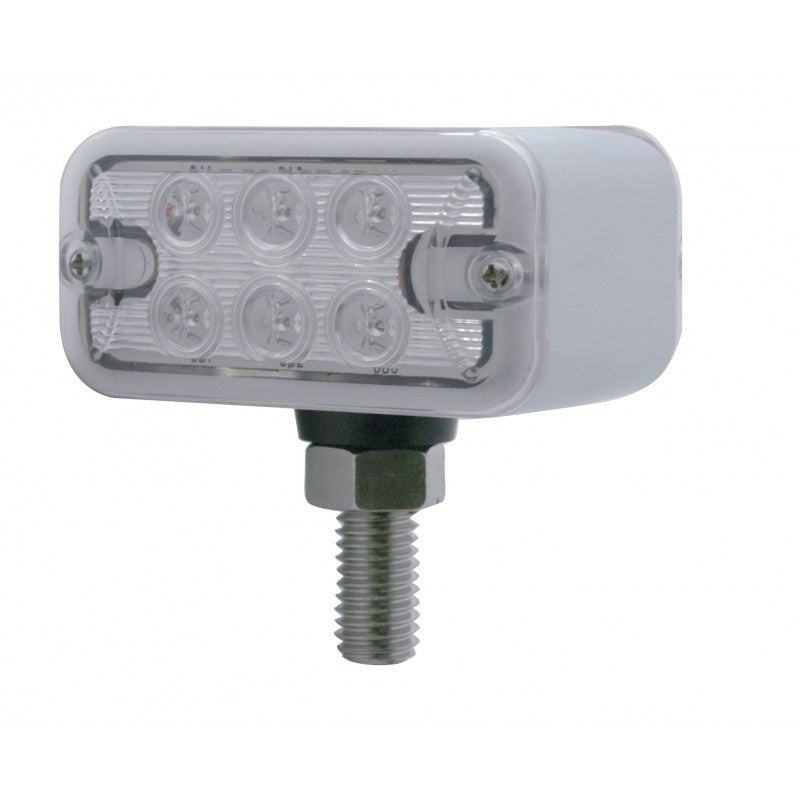 T-Mount Amber/Red rectangular 6 diode LED turn signal pedestal light – CLEAR lens