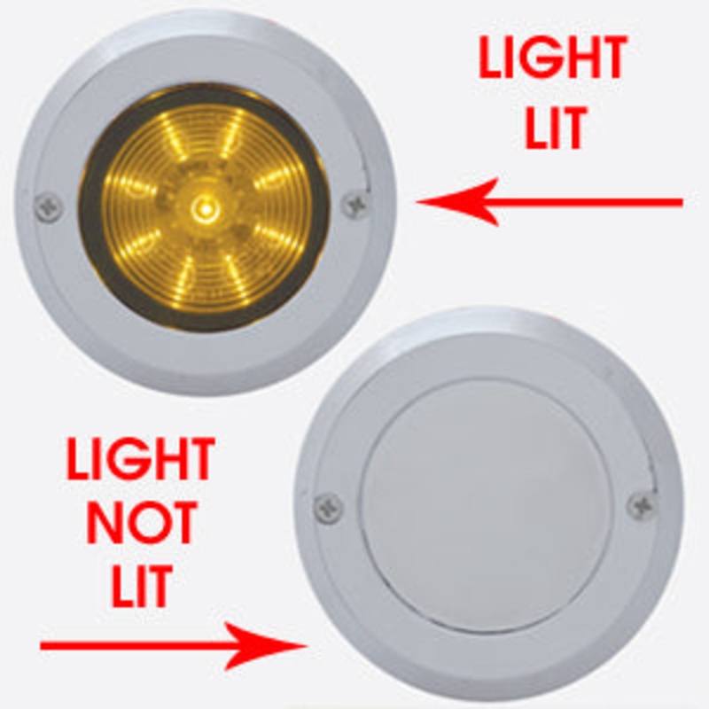 2 round chrome plastic light bezel w/shine-through mirror coating