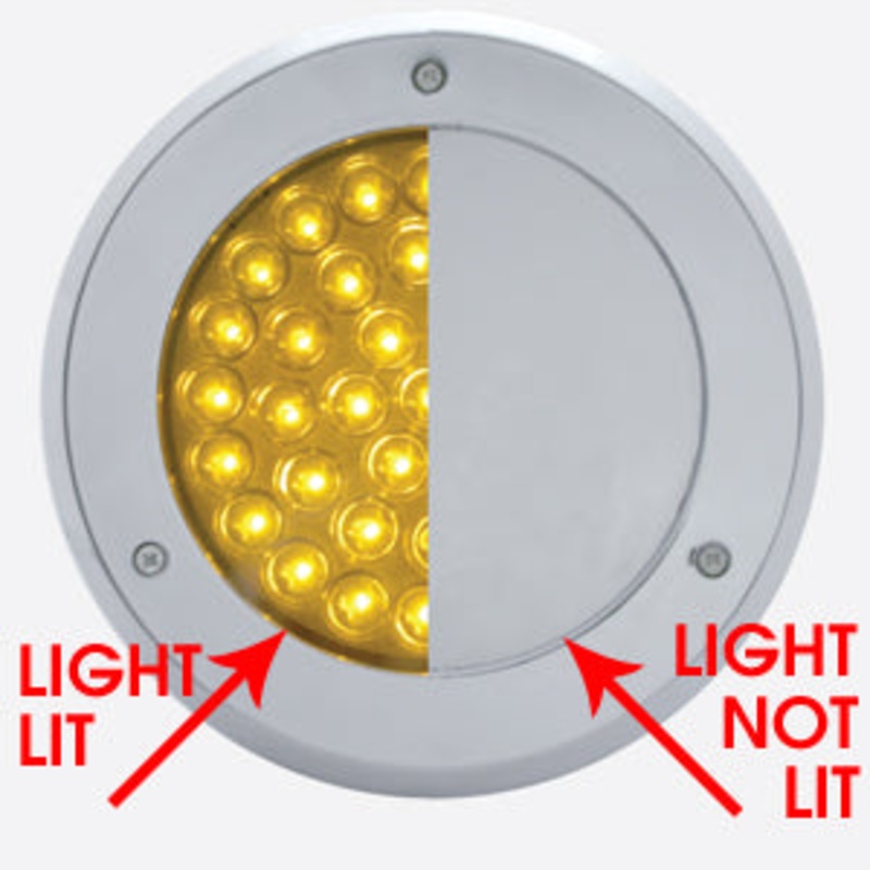 4 round chrome plastic light bezel w/shine-through mirror coating