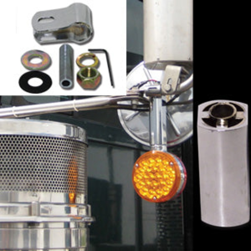 Chrome aluminum 3 pedestal light extension w/mirror arm clamp