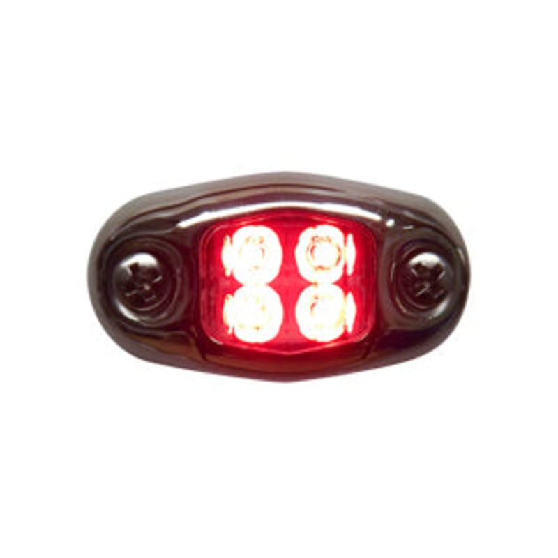 Dragon 4 diode LED oval auxiliary light w/chrome cover – Red