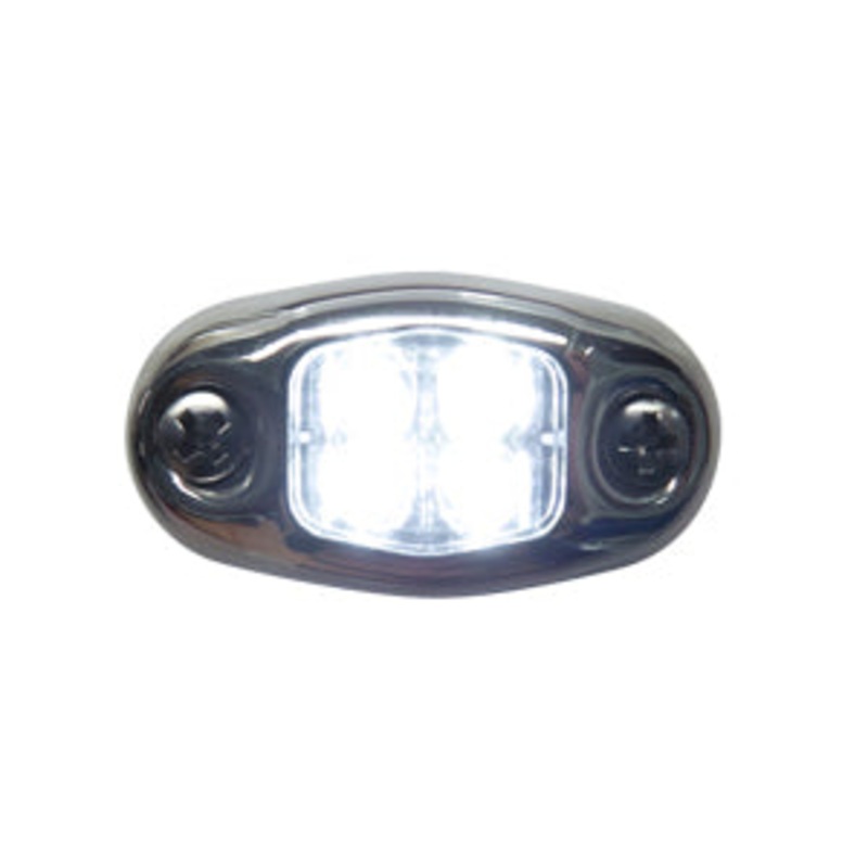 Dragon 4 diode LED oval auxiliary light w/chrome cover – White