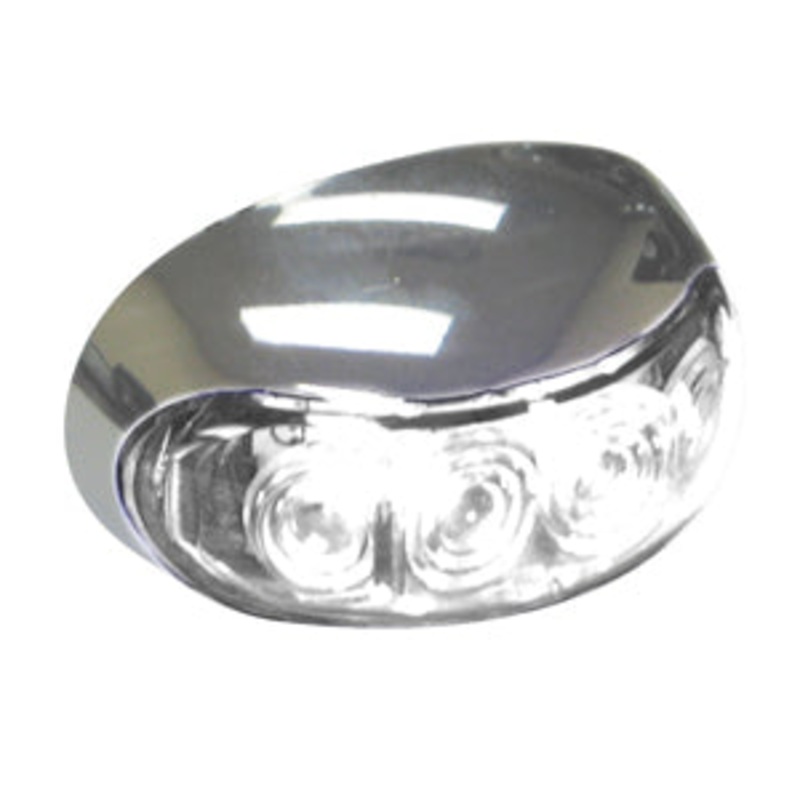 Half-moon 4 diode LED interior auxiliary light w/chrome housing – White