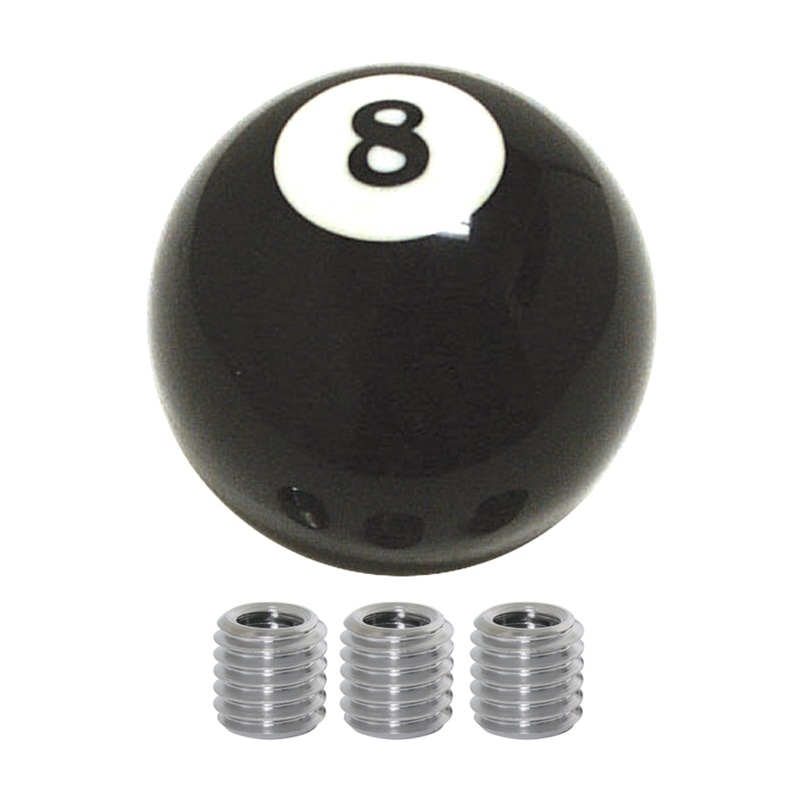 Original 8 Ball design round screw-on gear shift knob w/adapter kit