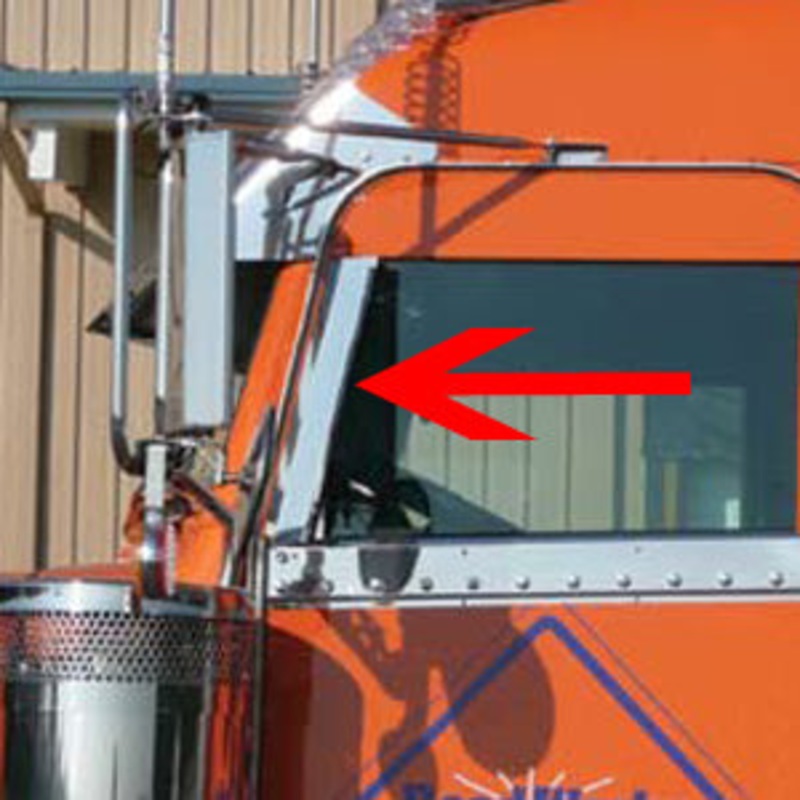 Peterbilt 379/386/389 2006+ stainless steel window air deflector for sloped doors – PAIR