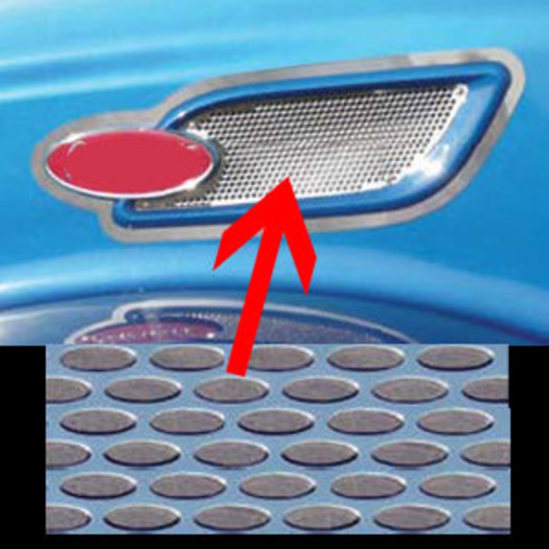 Peterbilt 386 stainless steel air intake grill inserts – PAIR, w/oval cutouts