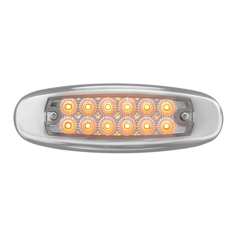 Spyder Amber Peterbilt-style 12 diode LED ultra-thin marker light – CLEAR lens