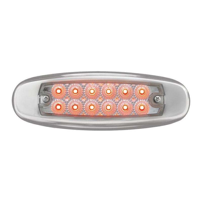 Spyder Red Peterbilt-style 12 diode LED ultra-thin marker light – CLEAR lens