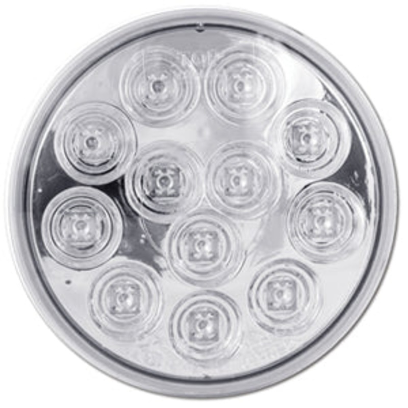 White 4 round 12 diode LED back up/reverse light w/mirror surface