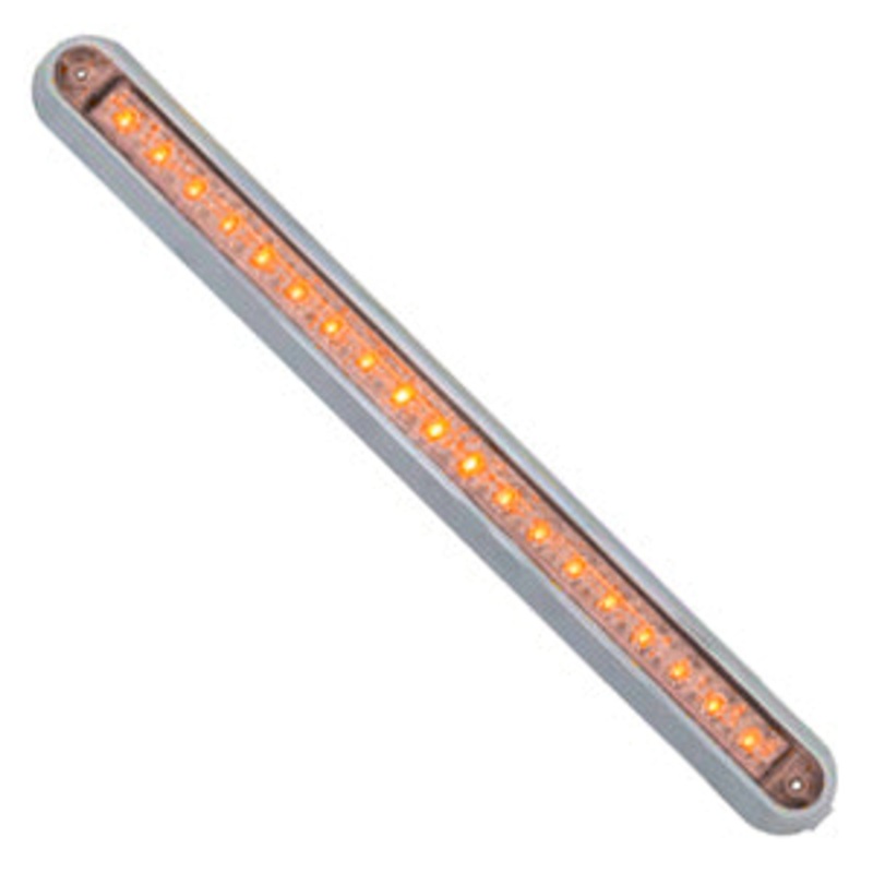 12 long 19 diode LED marker light bar w/chrome base – Amber – CLEAR Lens