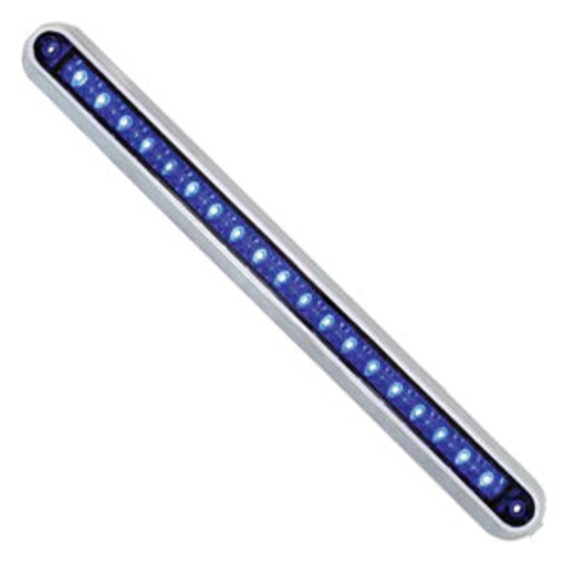 12 long 19 diode LED marker light bar w/chrome base – Blue