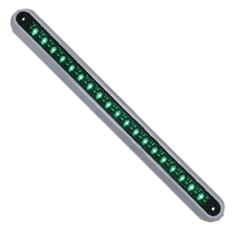 12 long 19 diode LED marker light bar w/chrome base – Green