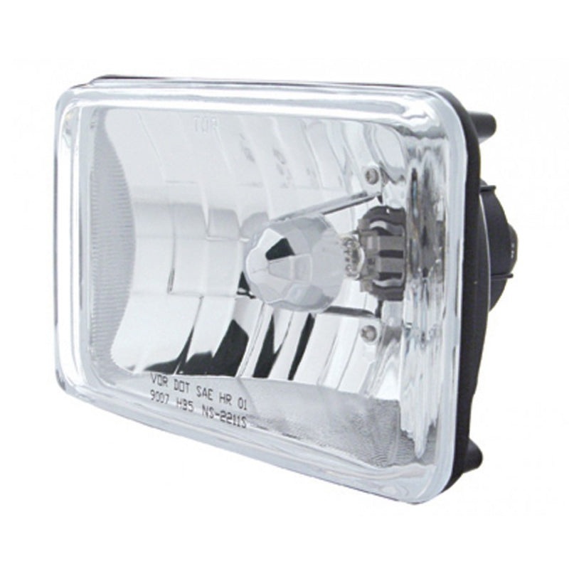 4 x 6 rectangular headlamp w/9007 halogen bulb and Crystal lens – high beam