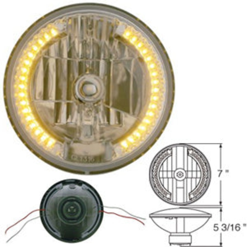 Crystal 7 diameter round headlamp w/amber 34 diode LED marker lights