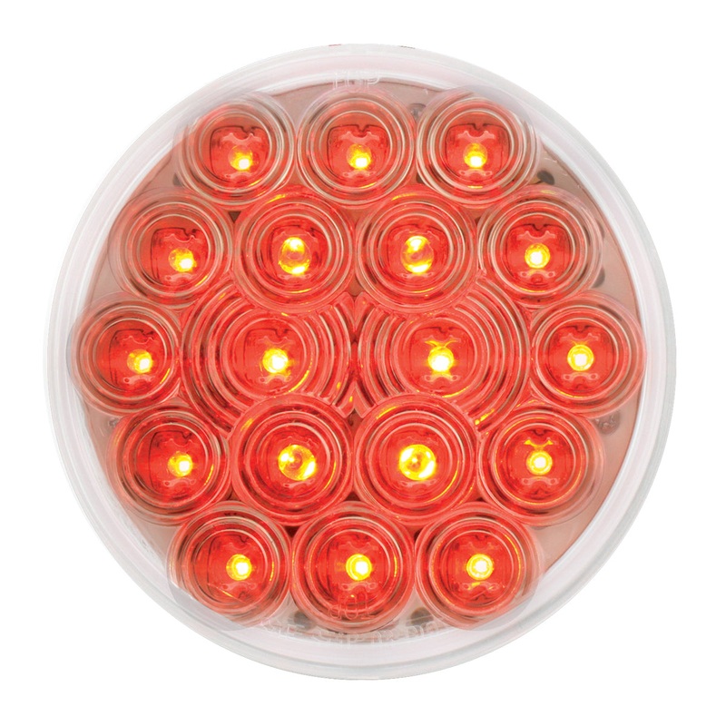 Fleet Red 4 round 18 diode LED stop/turn/tail light – CLEAR lens