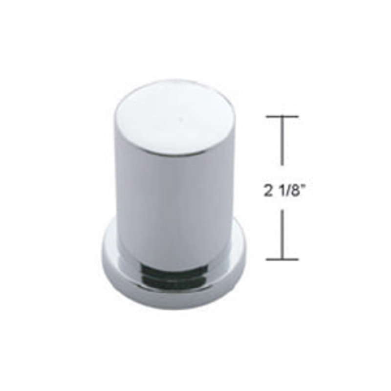 International chrome plastic flat-top round push on huck bolt cover w/flange – 1-3/16 Diameter