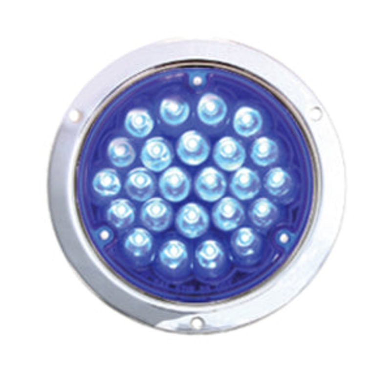 Pearl Blue 4 round 24 diode LED utility light in chrome housing