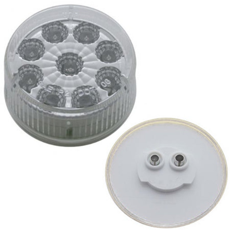 Red 2 round 9 diode LED marker light w/reflector – CLEAR lens