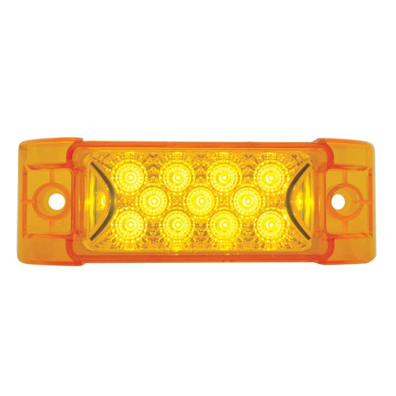 Amber 2 x 6 rectangular 13 diode LED marker light w/reflector