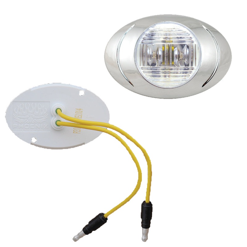 Magnum P3 amber LED millennium-style marker light – CLEAR lens, w/male .180 bullet plugs