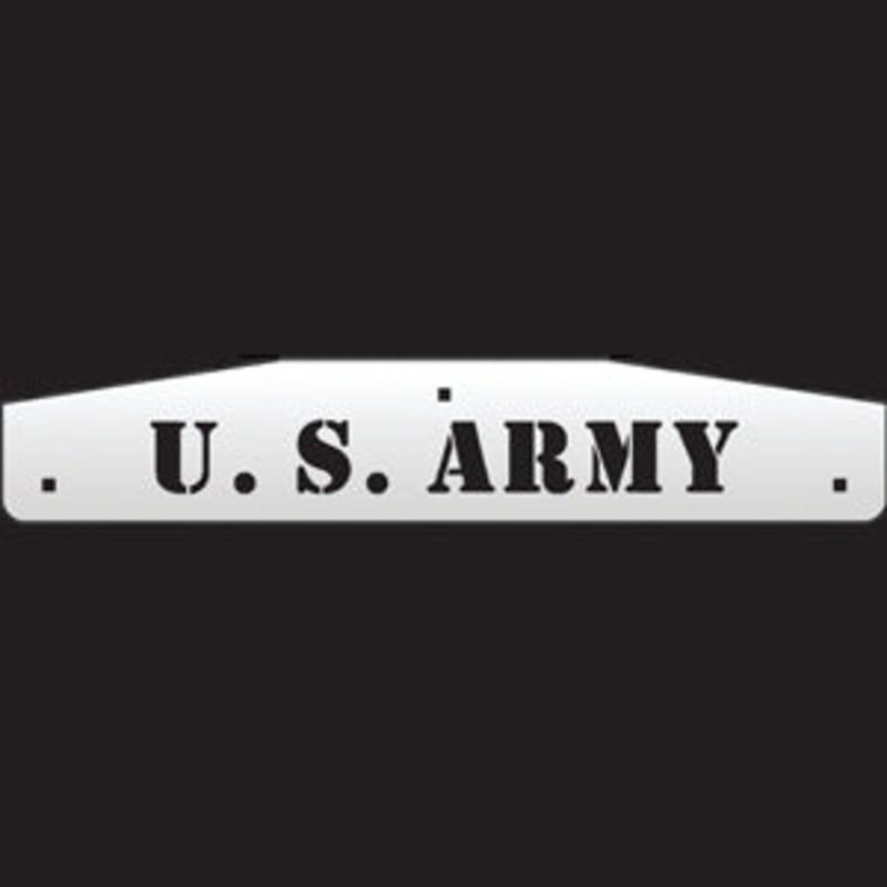 Military-themed 24 stainless steel mudflap weights and backs – PAIR – U.S. Army