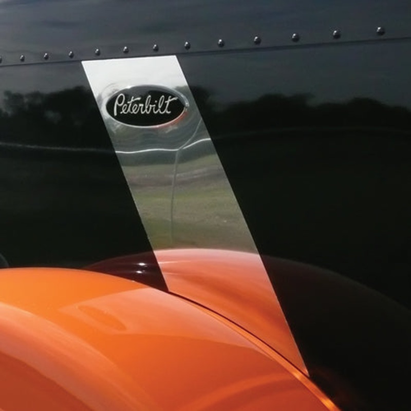 Peterbilt 388/389 stainless steel logo trim racing stripe – PAIR