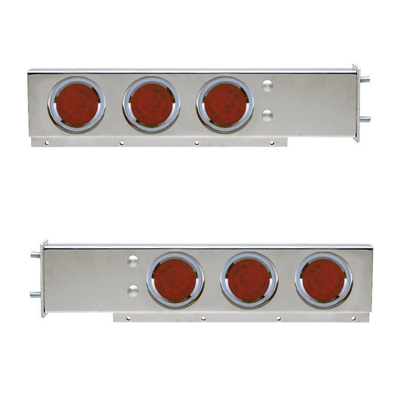 Stainless steel mudflap hanger w/6 round 4 Red LED lights – 3-3/4 Bolt hole spacing
