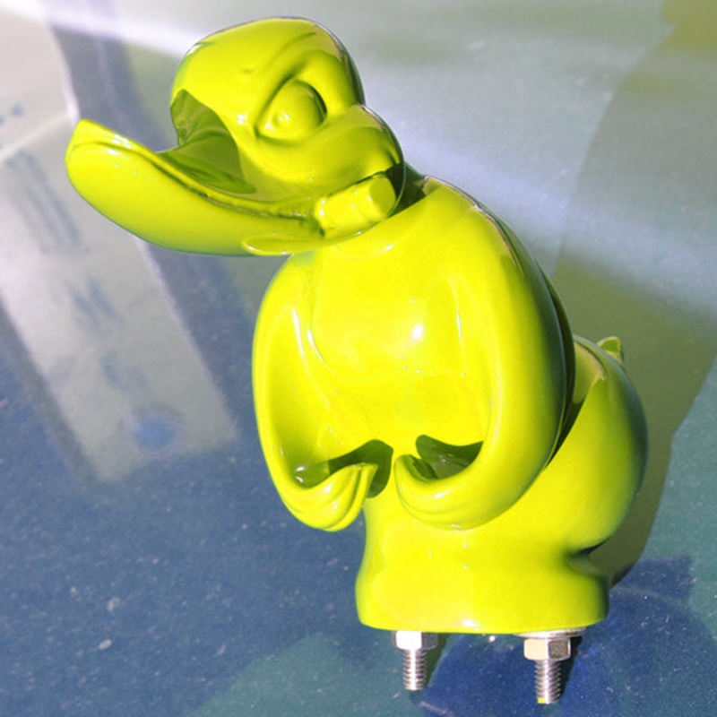 Yellow Convoy/Death Proof rubber duck hood ornament w/cigar