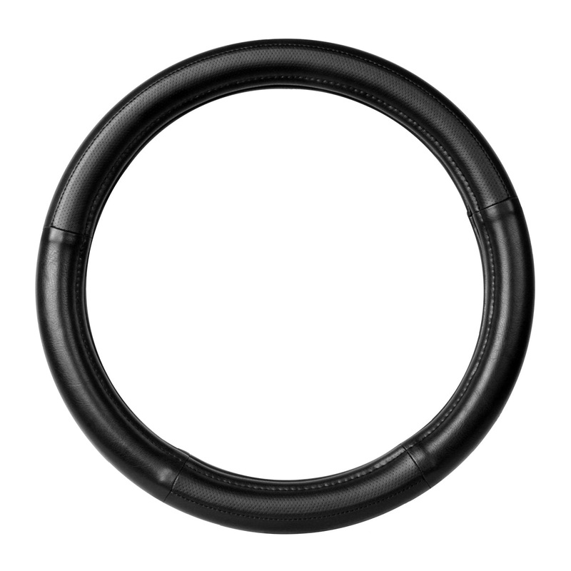 18 deluxe steering wheel cover – black w/black stitching