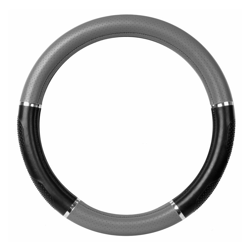 18 deluxe steering wheel cover – gray and black w/hand grips