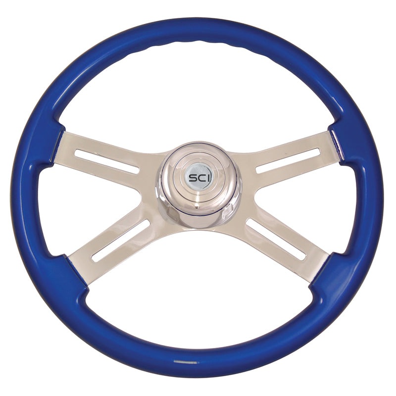 Classic Blue finish 18 wood steering wheel – 3 hole style