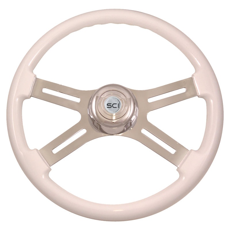 Classic White finish 18 wood steering wheel – 3 hole style