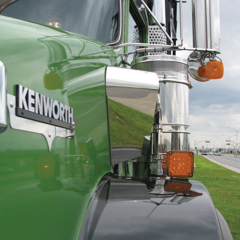 Kenworth T800 w/curved windshield stainless steel air intake shroud – PAIR