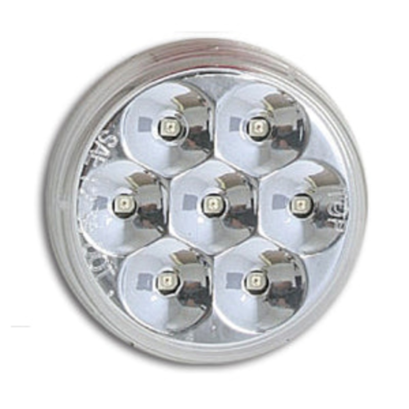Pearl Red 2 round low-profile 7 diode LED marker light – CLEAR lens