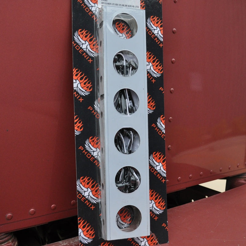 Peterbilt 379/389 stainless steel front air cleaner brackets w/6 round 2 light holes ONLY – PAIR