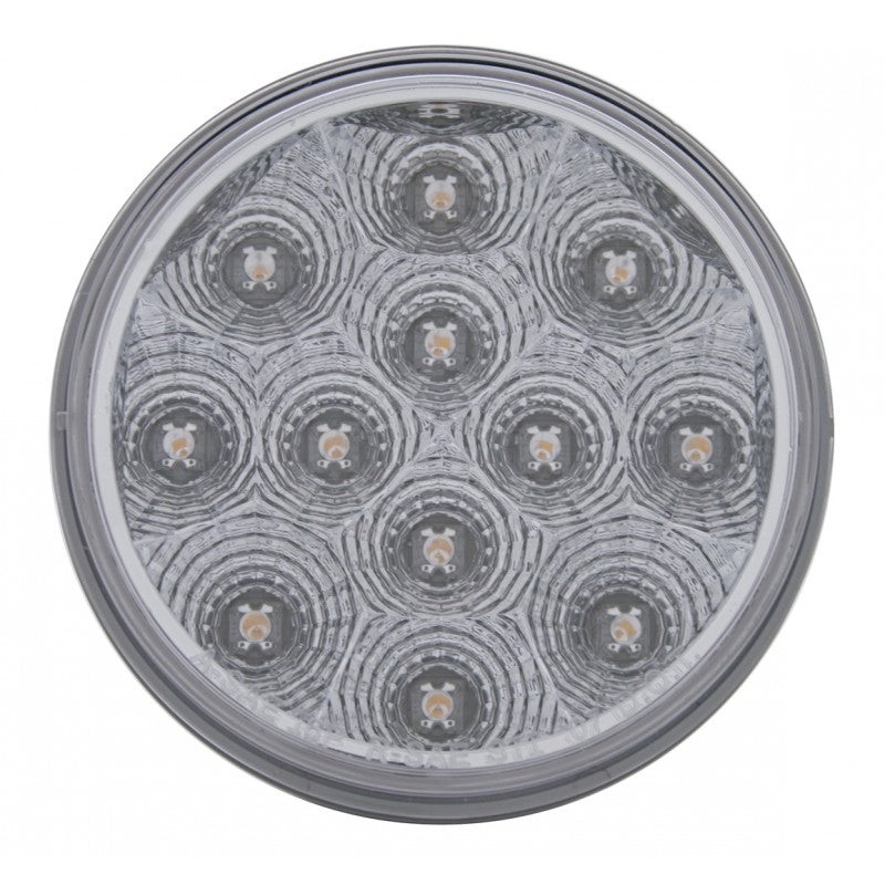 Red 4 round 12 diode LED stop/turn/tail light with reflector – CLEAR lens