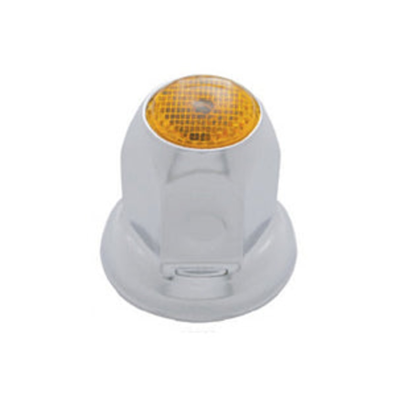 33mm chrome steel lugnut cover w/flange and reflector – Amber