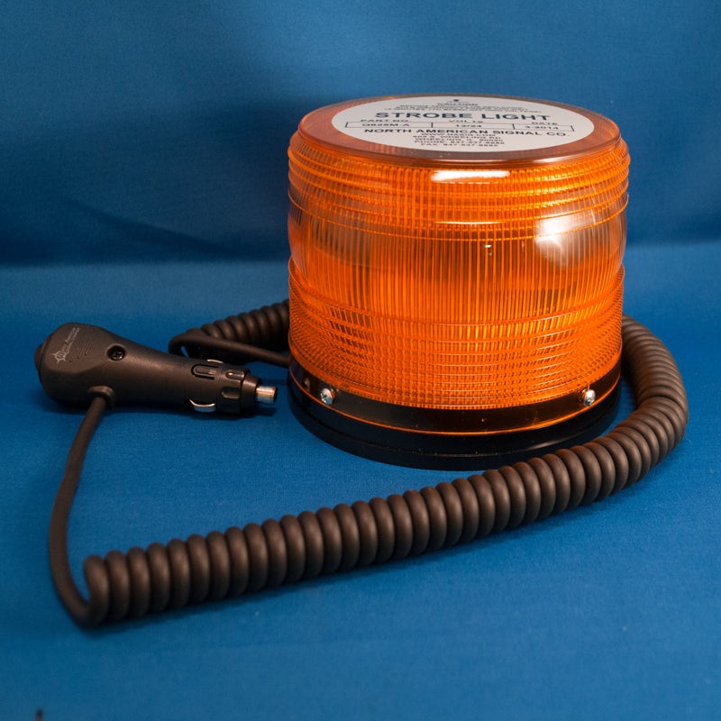 Amber 5 magnet mount beacon strobe light w/lighter plug