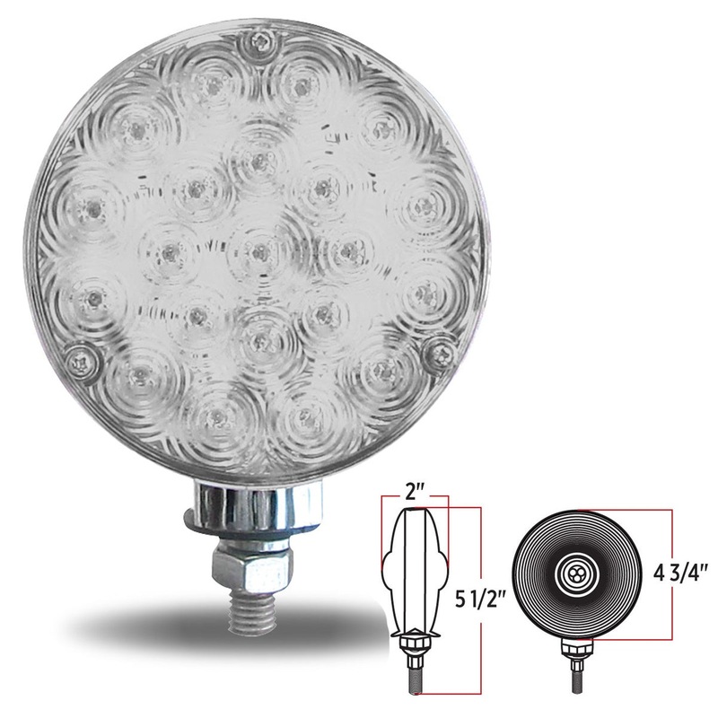 Amber/Red 4 round 42 diode LED pedestal light – CLEAR lens