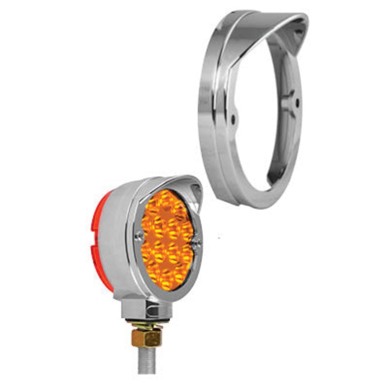 Chrome plastic bezel for 3 Pearl pedestal light – Right-Side-Up Visor