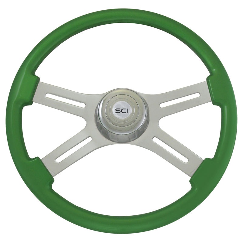 Classic Green finish 18 wood steering wheel – 3 hole style