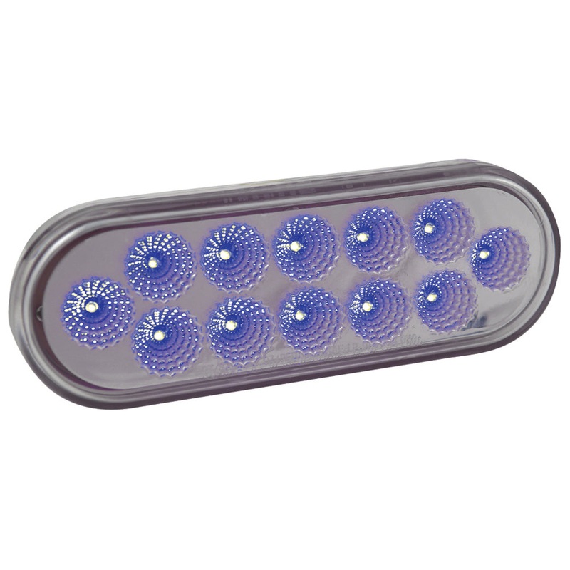 Dual Revolution Amber/Blue oval 12 diode LED marker/turn signal/auxiliary light – CLEAR lens