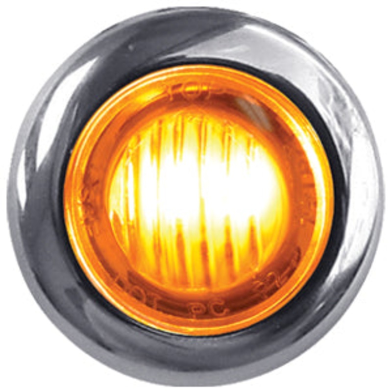 Dual Revolution Amber/Red 1 mini button LED marker light – CLEAR lens