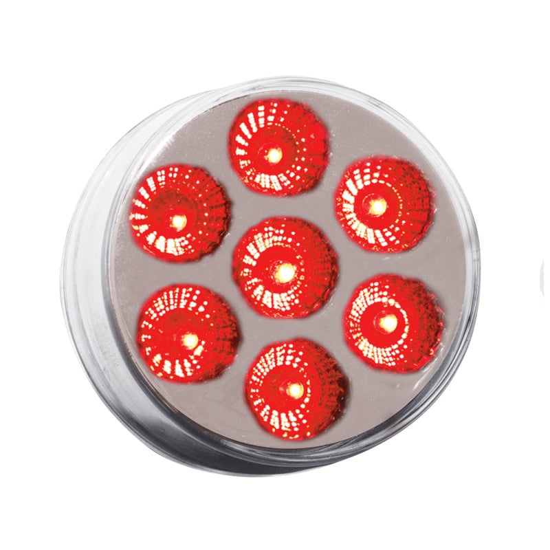 Dual Revolution Red/White 2 round 7 diode LED marker light – CLEAR lens