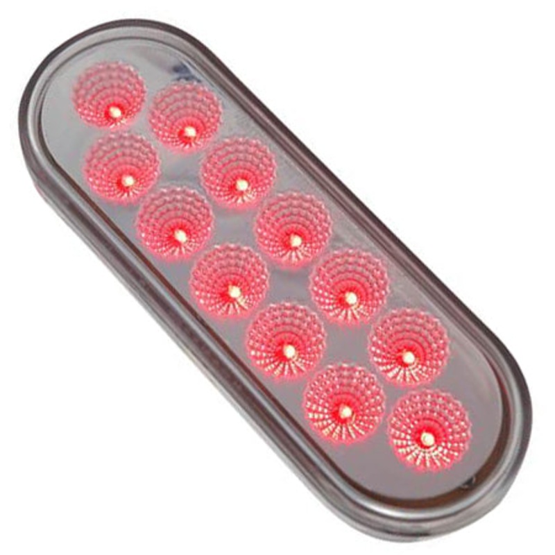 Dual Revolution Red/White oval 12 diode LED stop/turn/tail and backup light – CLEAR lens