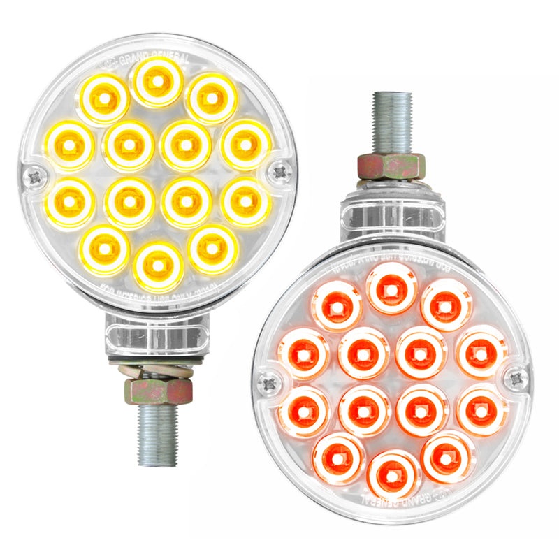 Pearl 3 Amber/Red 14 diode LED pedestal turn signal light – CLEAR lens
