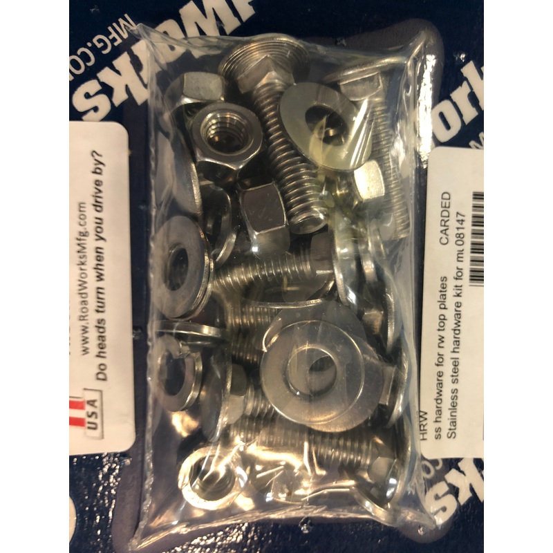 Stainless steel hardware kit for top mudflap plate – 8 bolt assemblies