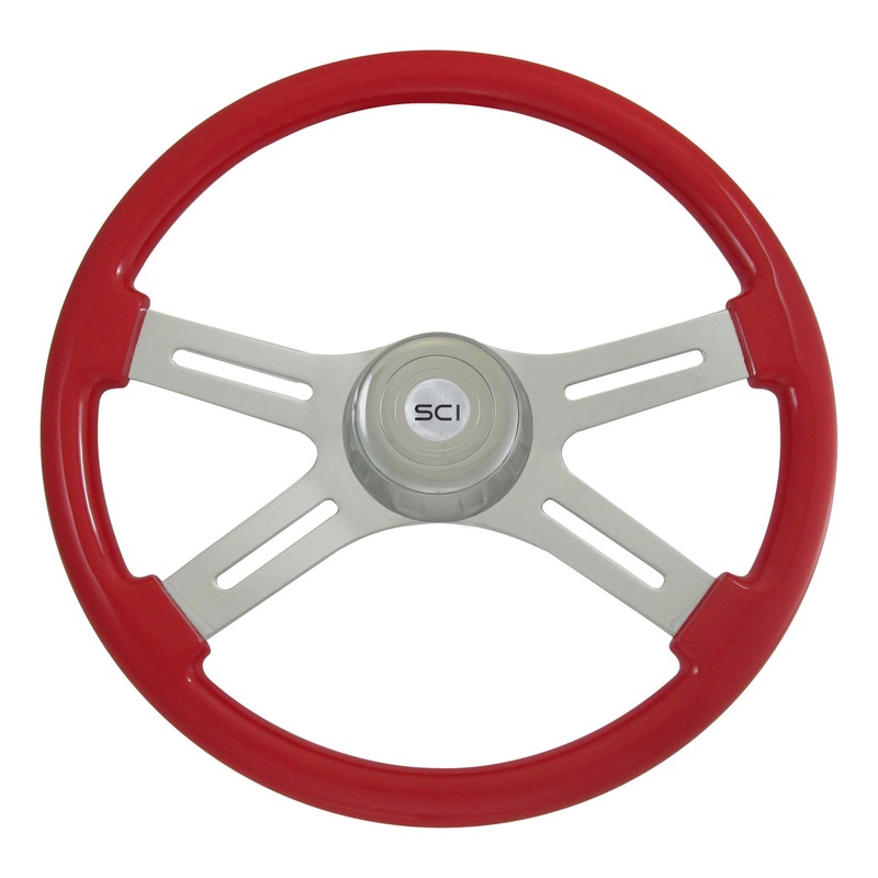 Viper Red finish 18 wood steering wheel – 3 hole style