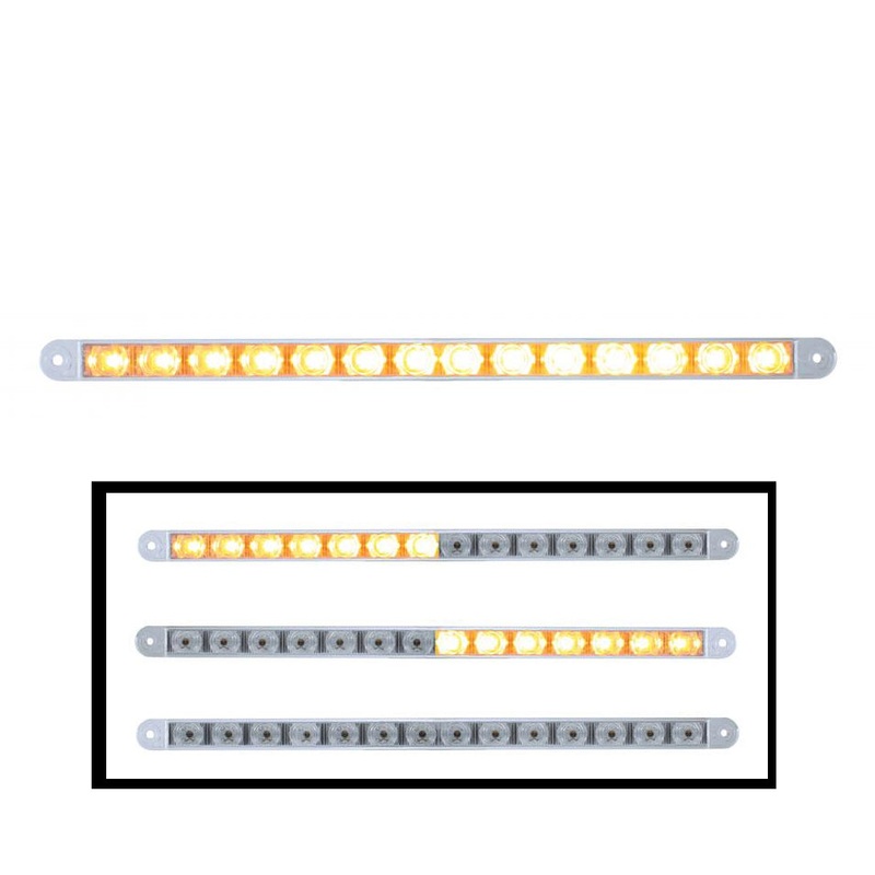 Amber 12 long 14 diode LED flashing warning light bar – CLEAR lens