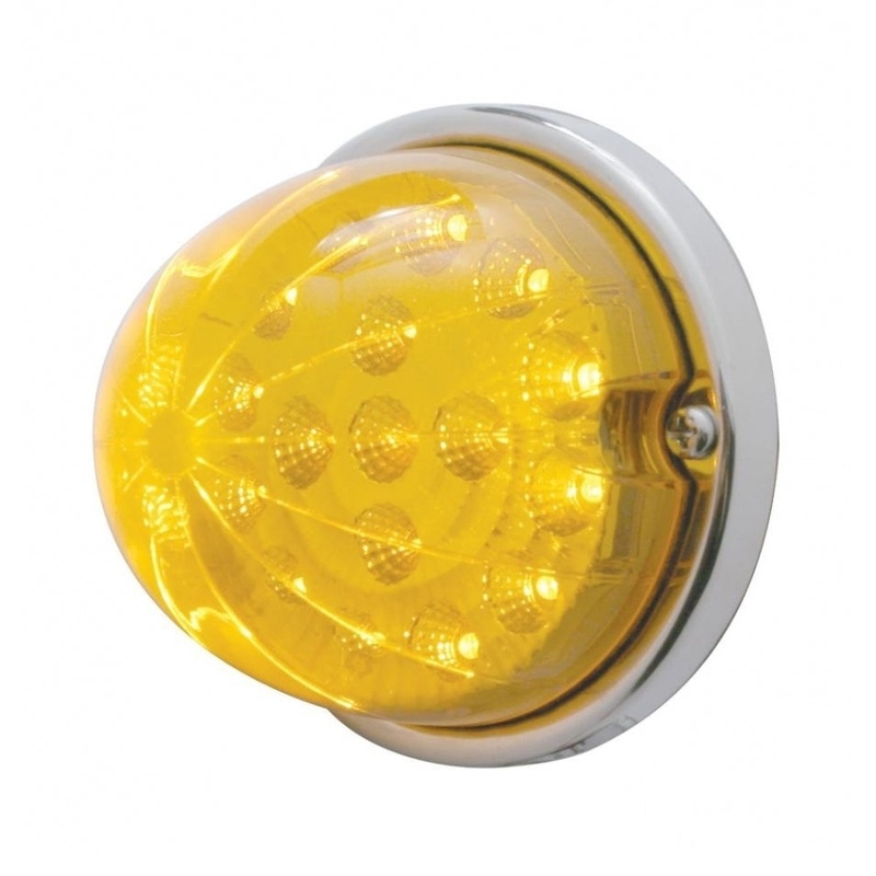 Amber 17 diode LED cab light-style turn signal w/reflector and stainless steel bezel